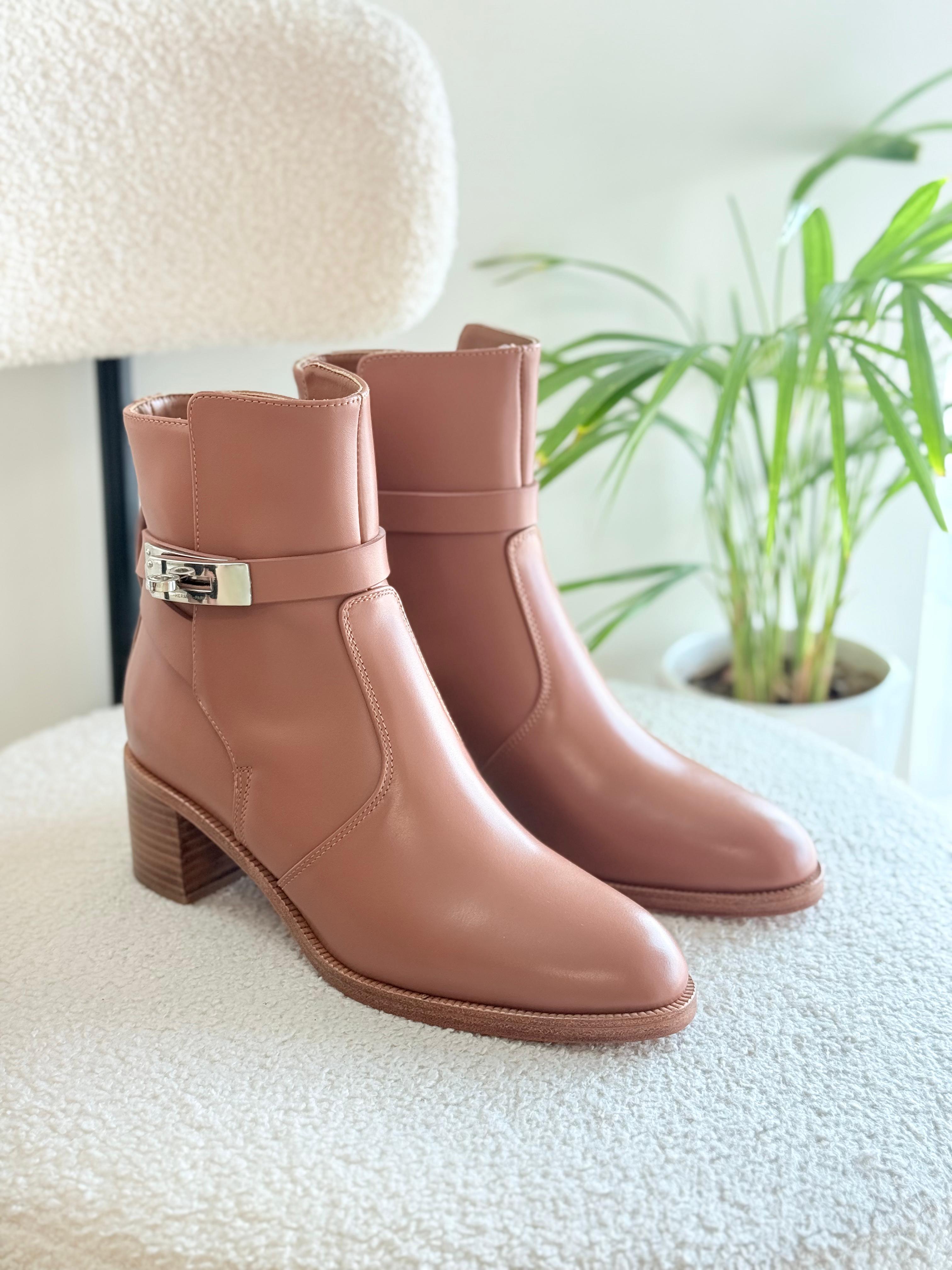 Hermes Frenchie 50 Pink Boots, Hermes Ankle Boots Pink, Hermes Frenchie Boots, Hermes Pink Leather Boot, Hermes 50mm Boots